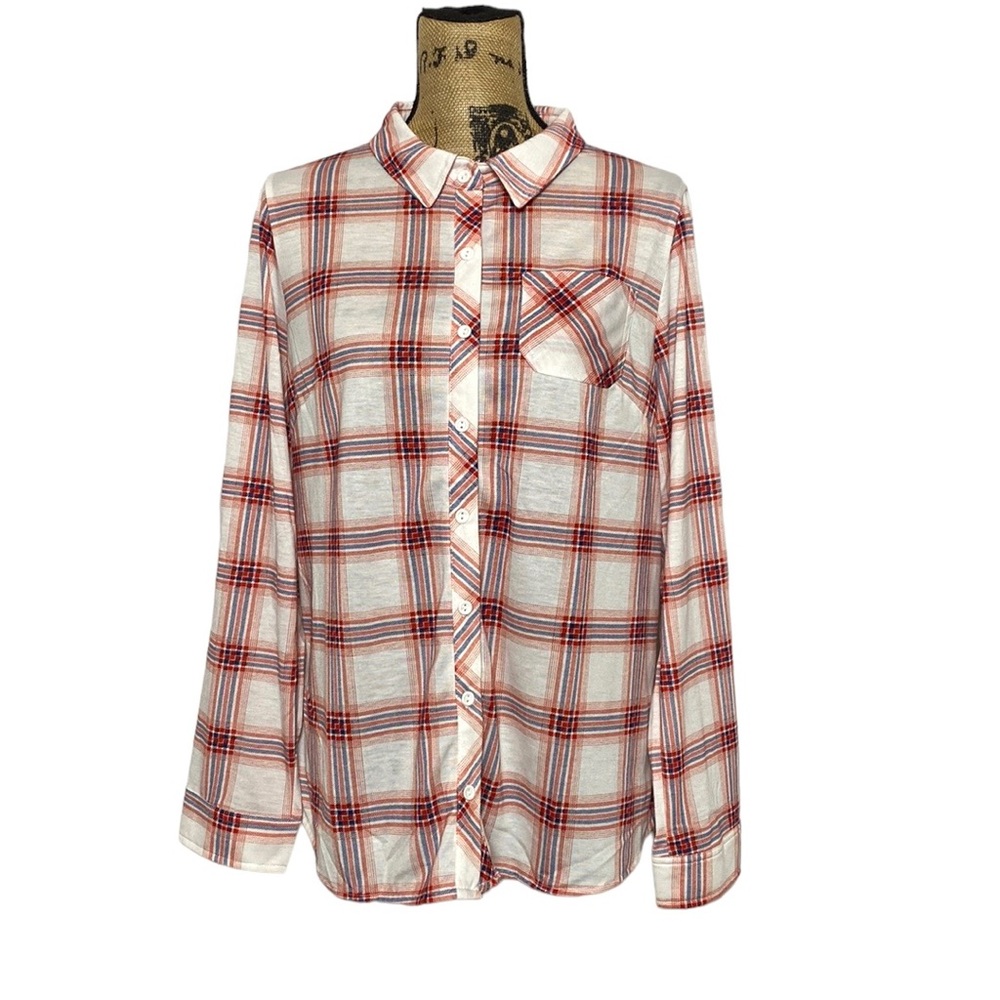 Doubljou Red Plaid Button Down Shirt XL